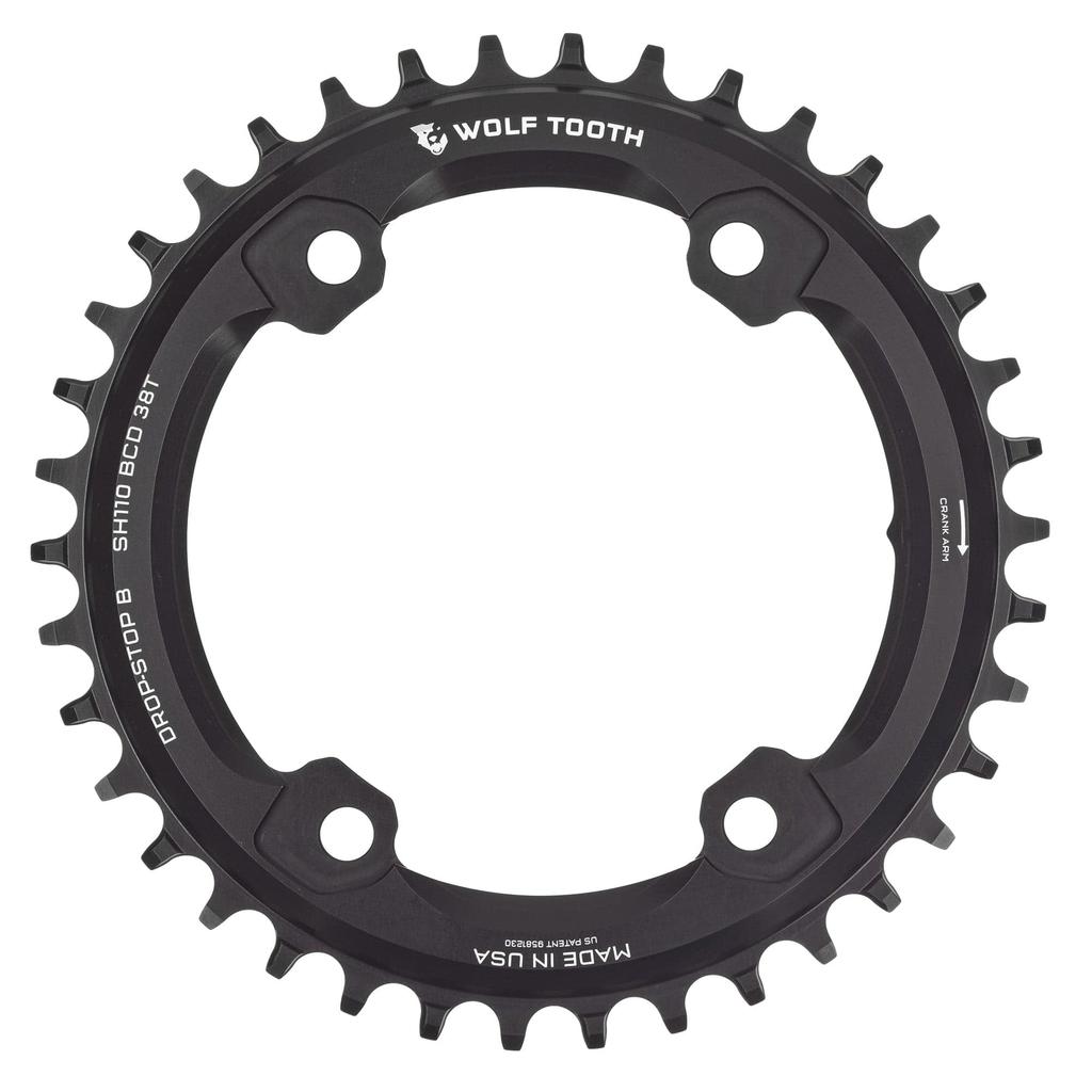 Wolf Tooth 110 BCD Aero Chainrings for GRX ST Round 52T 4-Bolt Cranks, Drop-Stop (1 Chainring)