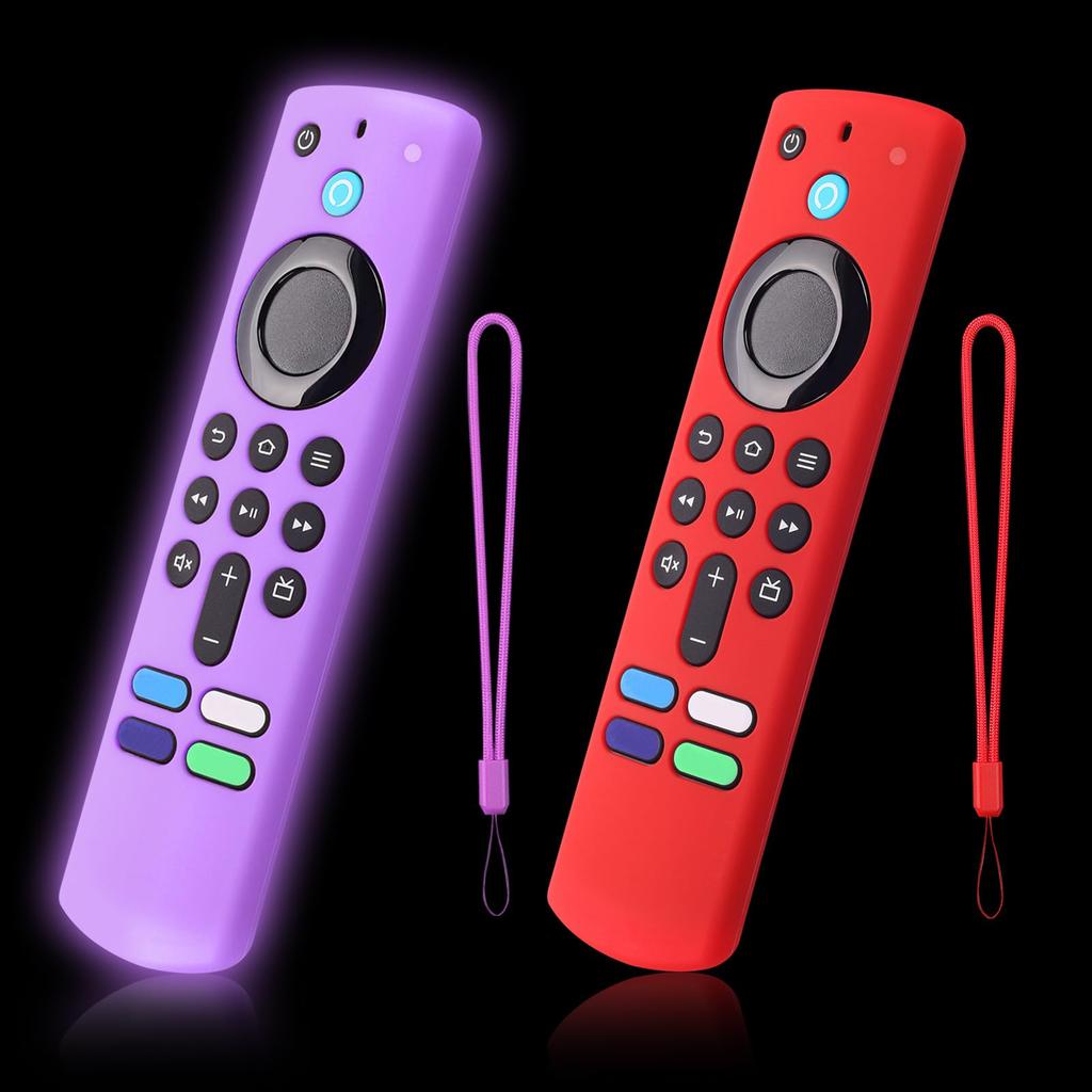 2-Pack Glowing Green + Glow Blue Remote Cover for Amazon Fire TV Stick 4K Select, 4K Plus, HD, 3rd Gen., 4K Remote Controls, Lanyard, GITD!