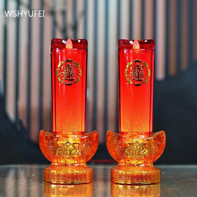 2 Stück Simulationsflamme Buddhistische Guanyin Verehrtes Ornament Heim Fengdhui Dekoration Bringt Glück