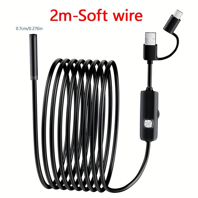 

Промышленный эндоскоп с 7-миллиметровой линзой и 6 светодиодными лампами, гибкий черный бороскоп для осмотра трубопроводов, ремонта автомобилей, удаления углеродистых отложений чёрный