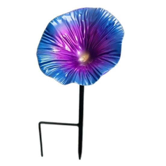 Metal Flower Bird Bath, Decorative Garden Bird Bath Feeder, Outdoor Wild Bird Feeder with 2-Prong Base for Garden Backyard Decor