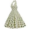 Women's Retro  High Waist Polka Dot Holiday Party Dress Neck Backless Sexy Midi Dress