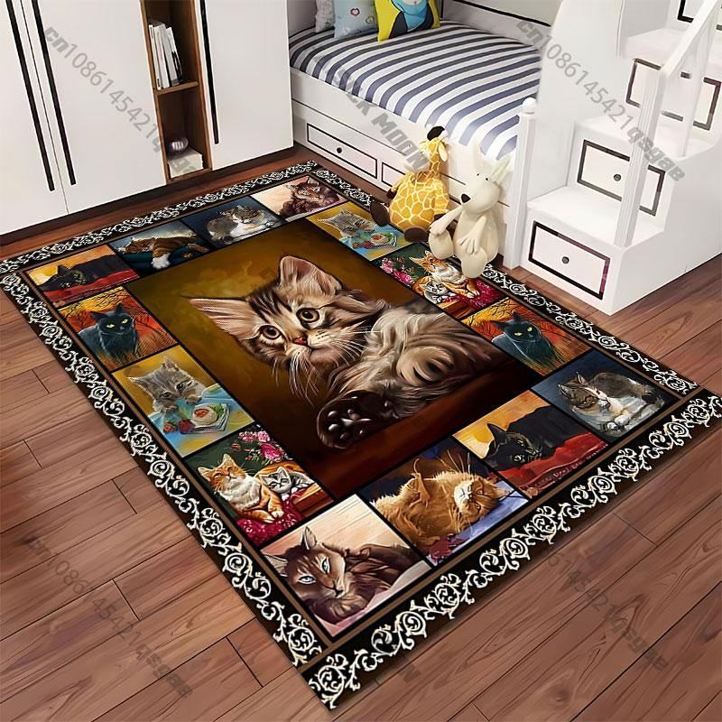 Artistic portraits of various cats carpet Yoga living room room decor children's crawling mat doormat area rug games mat