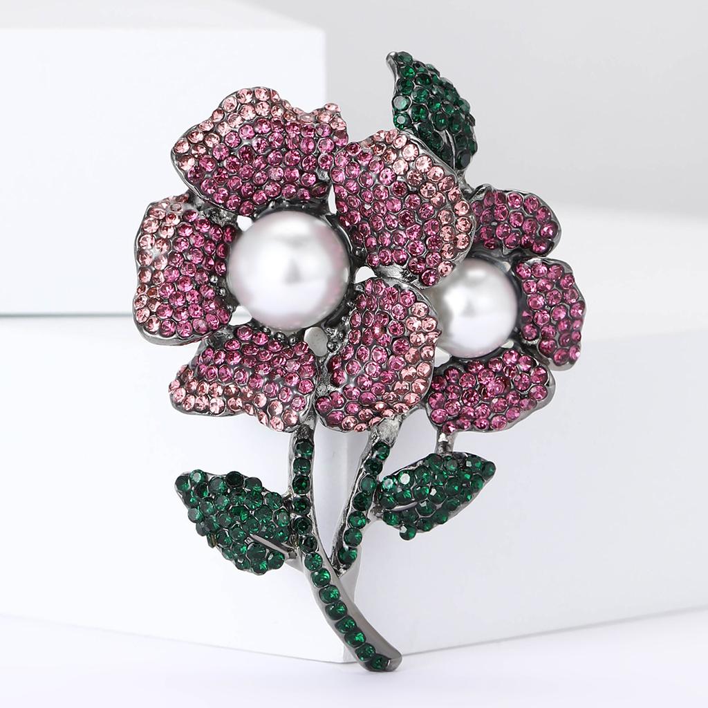 Luxury Rhinestone Crystal Flower Brooches for Women Pearl Plant Pins Necklace Event Party Gifts Decoration Clothes Accessories