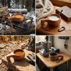 Wooden Salad  Mug Built in Side Handle Coffee Mug Lightweight Handle  Cup  Afternoon Tea