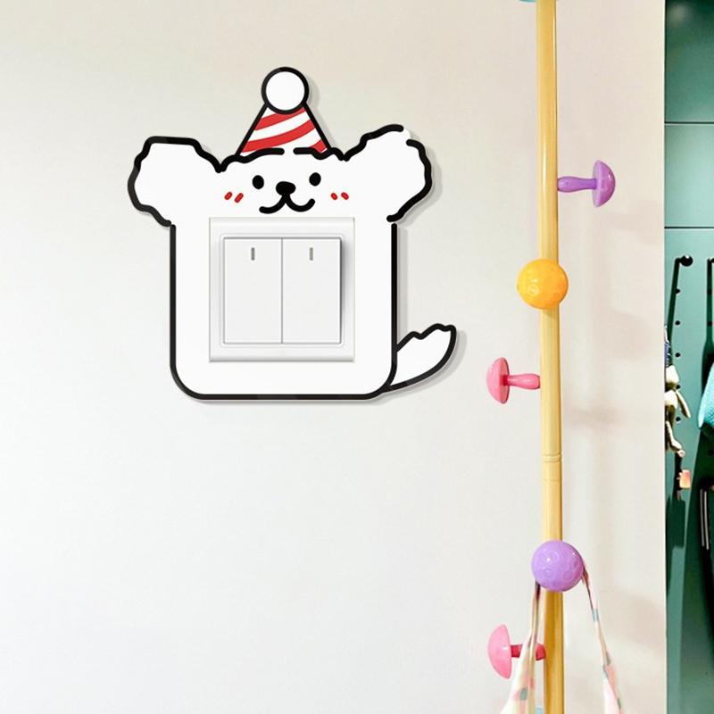 4-Pack Bedroom Switch Stickers Home Decoration Switch Cover Cartoon Cute Puppy Stickers