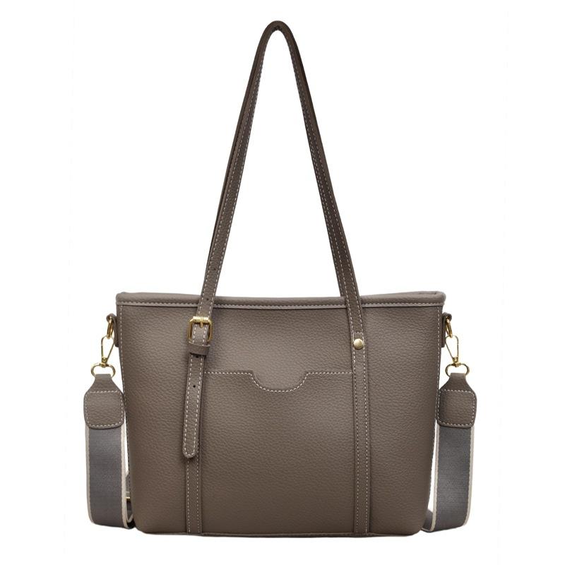 Women's PU Tote Bag with Wide Strap Large Capacity Shoulder Handbag for Work Travel Shopping