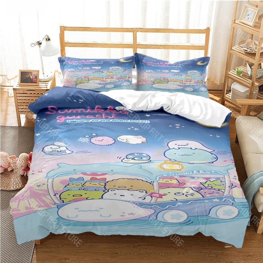 3D Print Sumikko Gurashi Cute Cartoon Bedding Set for Boys Girls Duvet Cover Pillowcase Twin Queen King Full Single Double Sizes