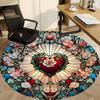 1pc Stained Glass HeartChair Carpet for Office, Indoor Non-Slip Washable Polyester Fiber Carpet, Mat For Office, Machine Washable