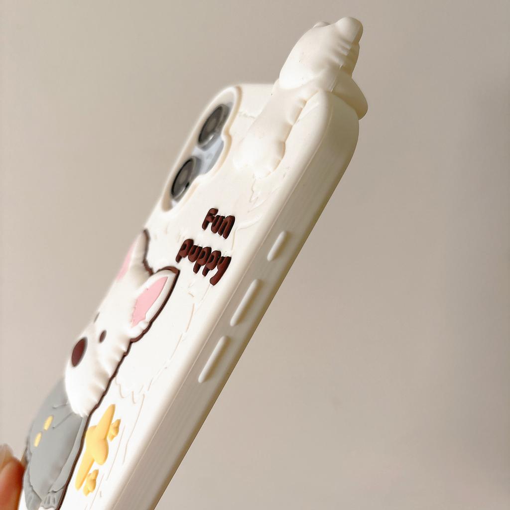 For iPhone 16 Silicone Case Cute Highland Terrier Design Shockproof Phone Back Cover