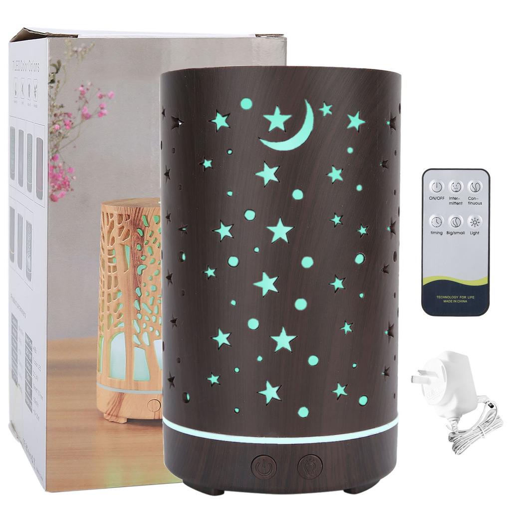 200ml Desktop Hollow Star Pattern Humidifier Aroma Air Diffuser 7 Color Light Humidifier (110‑240V)