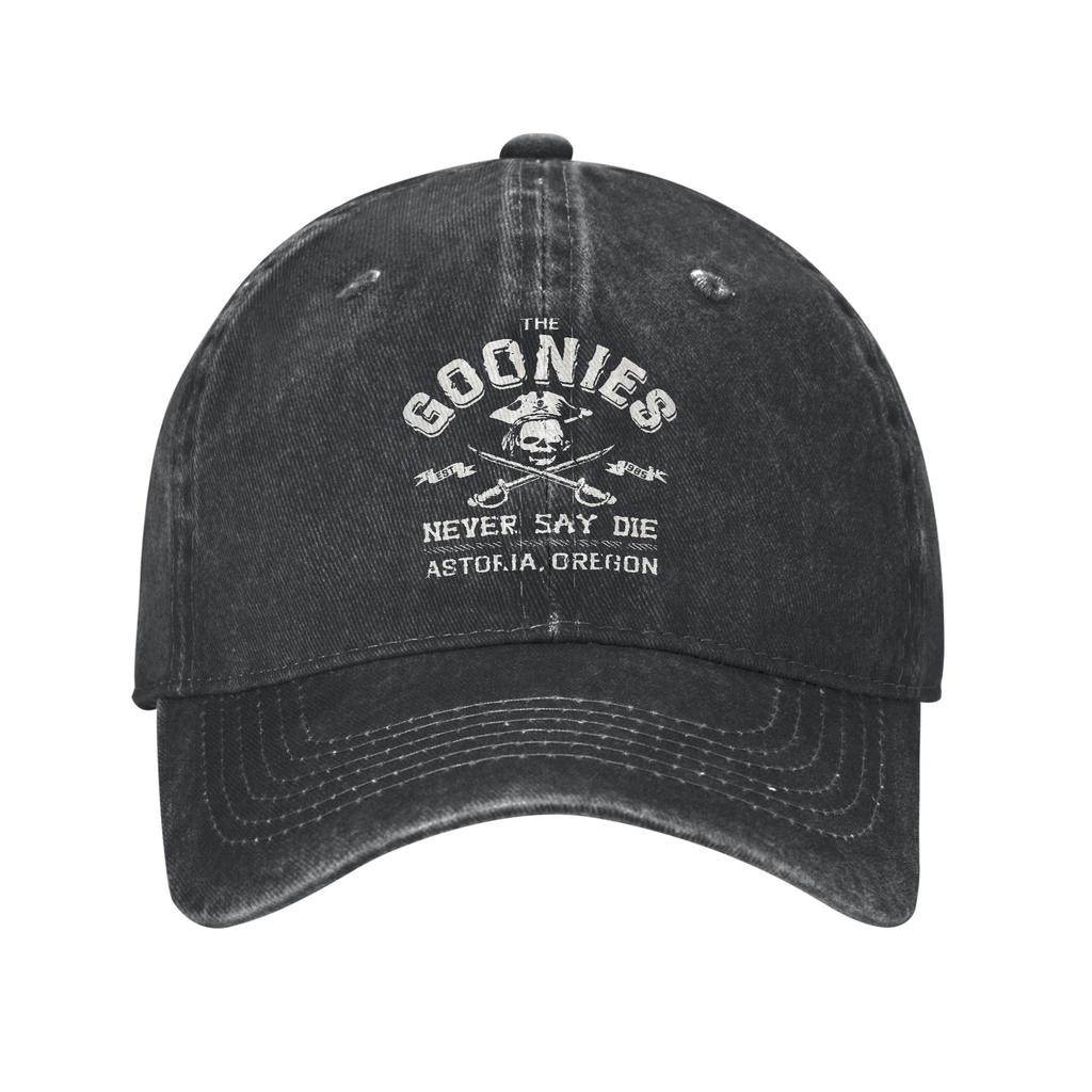 The Goonies Skull  Baseball Caps Casual Distressed Denim Never Say Die Snapback Cap Outdoor Activities Adjustable Fit Caps Hat