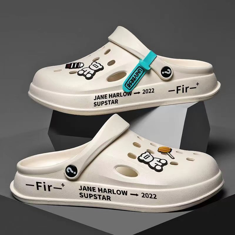 Baotou Shoes Slippers New Non-slip Thick-soled Casual Outer Wear Beach Soft-soled Nurse Men's Hole Shoes