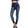 Leggings jeans slim da donna in finto denim Pantaloni a matita taglie forti con stampa a farfalla