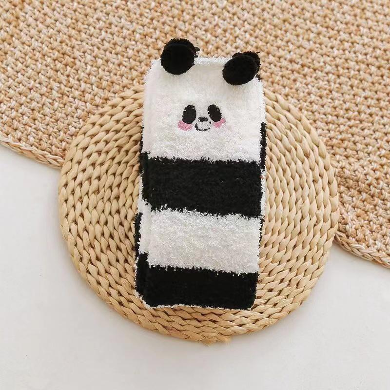 

Новые теплые зимние носки для сна Kawaii, утолщенные носки для сна с изображением животных для девочек, длинные носки до колена, полосатые милые компрессионные носки до бедра One Size