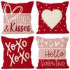 Valentine's Day Couple Love Sofa Pillow Cover Home Decoration Pillow Cover Linen Printed Cushion Cover