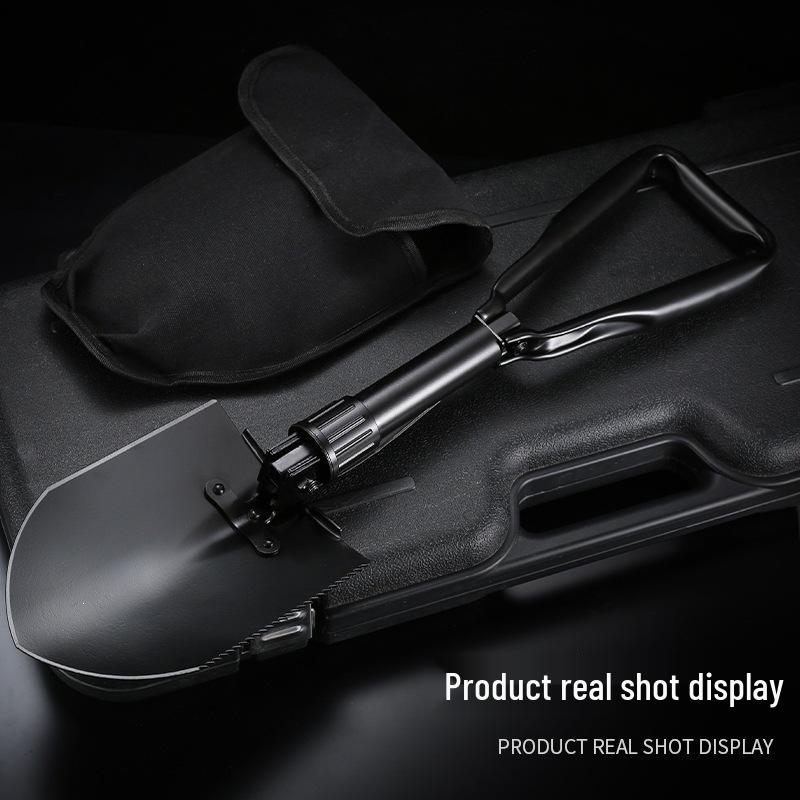 Changlin 502 Black Manganese Steel Large Portable Combat Shovel with Three-Fold Handle, Multi-Functional Outdoor Entrenching Tool.