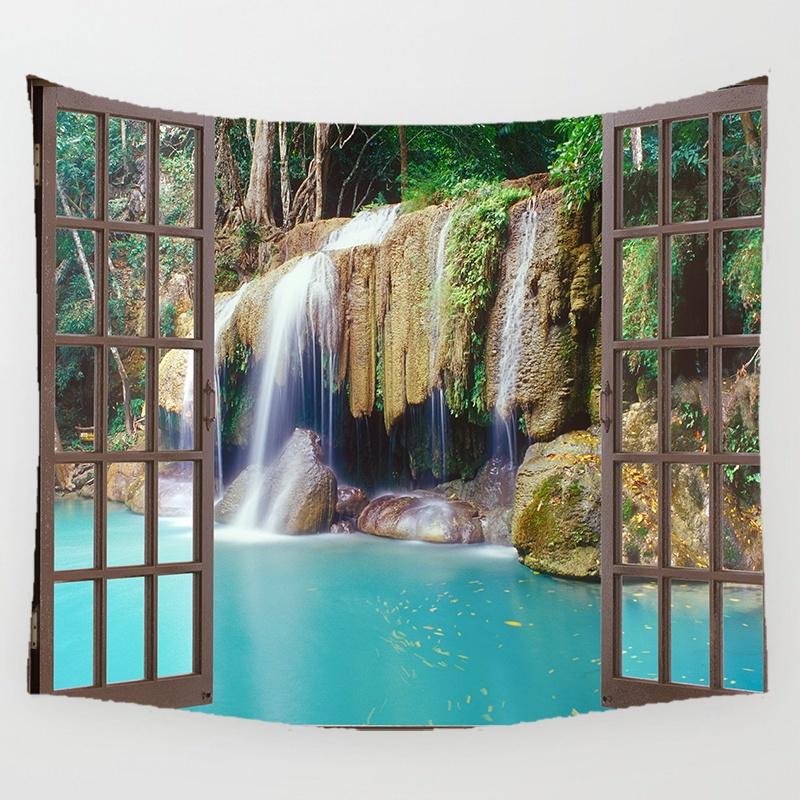 VIKAMA Landscape Waterfall Tapestry Bedroom Living Room Dormitory Decoration Washable Wall Tapestry Home Decoration