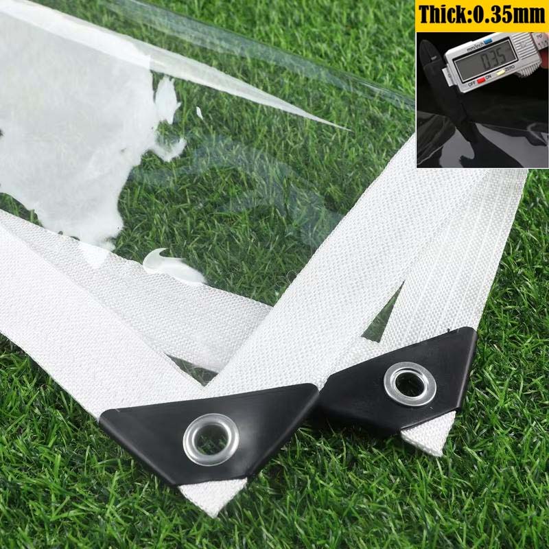 0.35mm Heavy Duty Clear PVC Vinyl Tarpaulin Outdoor Pergola Winter Curtain Insulation Film Tarp Garden Plants Fence Raincover