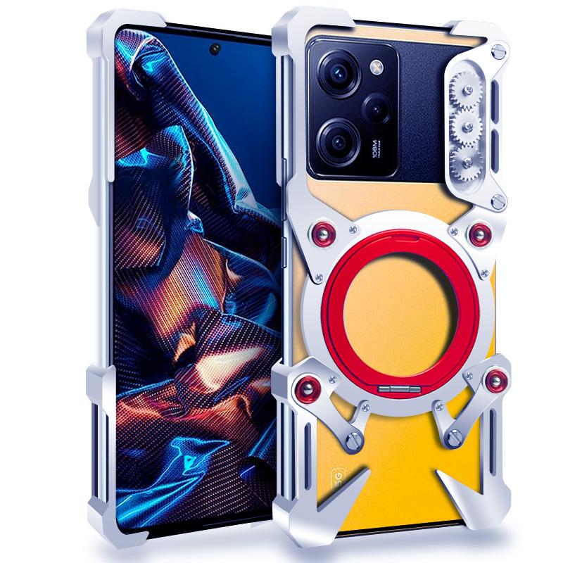 

Магнітний металевий бампер для Xiaomi Poco X7,X6,X5 PRO,Poco F6 F5 Pro M6 Pro Чохол Безрамковий 360-градусний поворотний тримач з кришкою для об єктива Poco X7 срібний