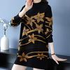 Sweter Damski Jesień Zima Pogrubiony Pulower Ciepły Dzianinowy Elastyczny Długi Rękaw Oversize Jumper Top