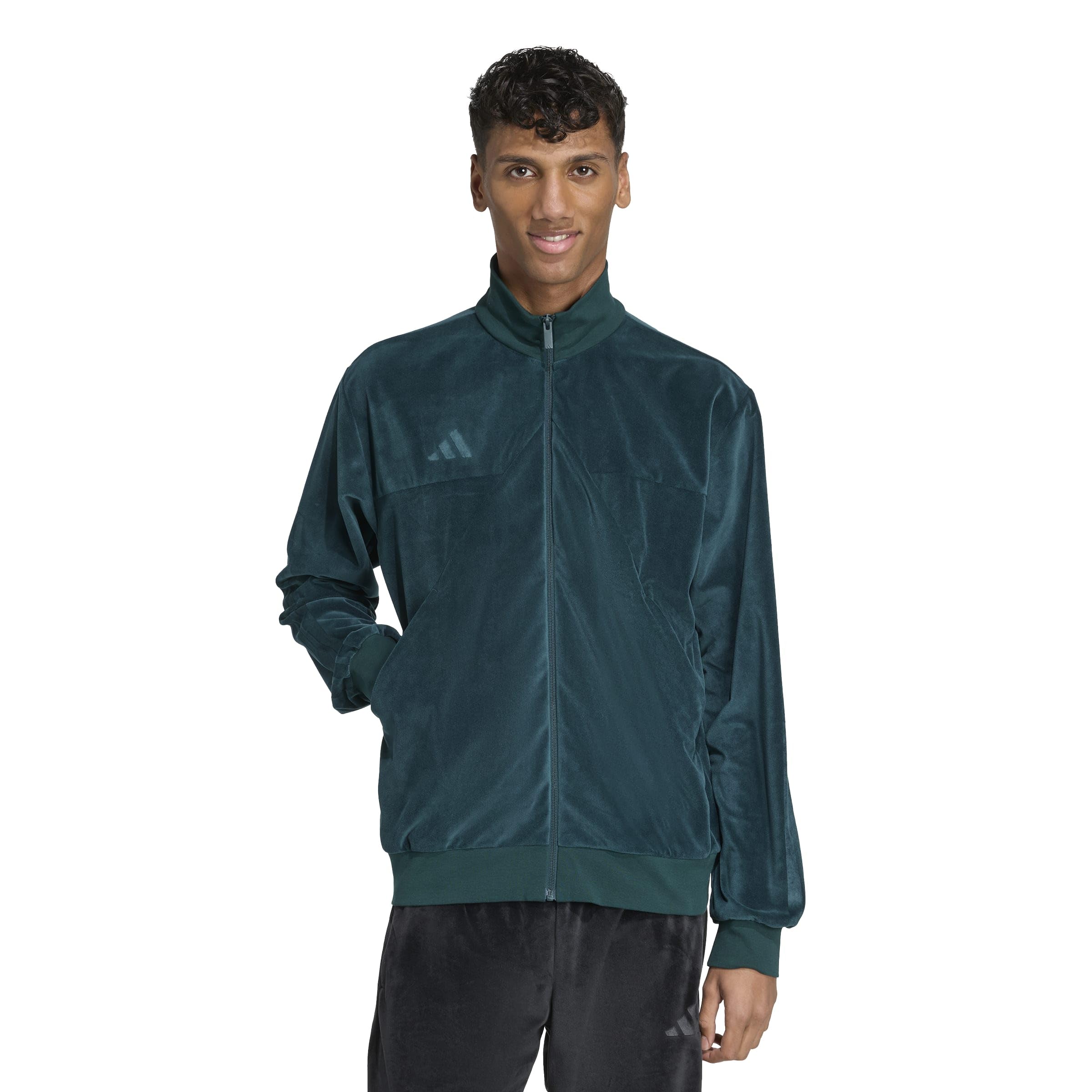 Мужская велюровая куртка-джемпер Adidas Tiro, JXX88 Aurora Ivy (JM4304), Маленький размер