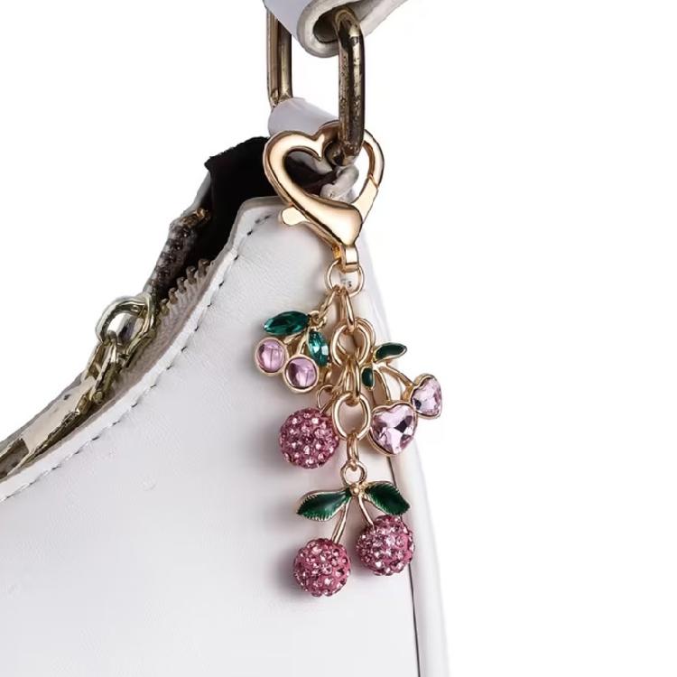 Unique Cherrys Love Lock Keychain Charm Elegant Designs Key Holder Accessory Portable for Fashionable Individuals