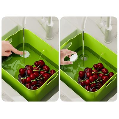 Household Simple Portable Full Set Of Vegetable Washing Basket Kitchen Drain Basket Thickened Mobile Vegetable Washing Basket