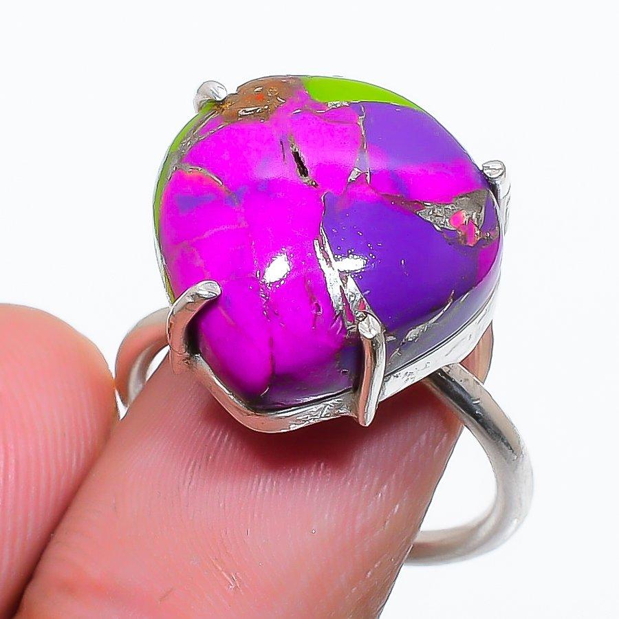 

Мідно-фіолетовий бірюзовий дорогоцінний камінь Срібло 925 проби Ювелірна каблучка Розмір регульований. GK-6016