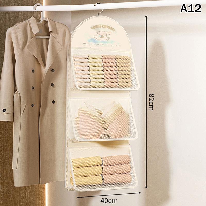 Mesh Storage Bag 1/2/3 Layer save Space Underwear Socks Organizer Breathable Wardrobe Closet with Clothes Hanger forOrganization