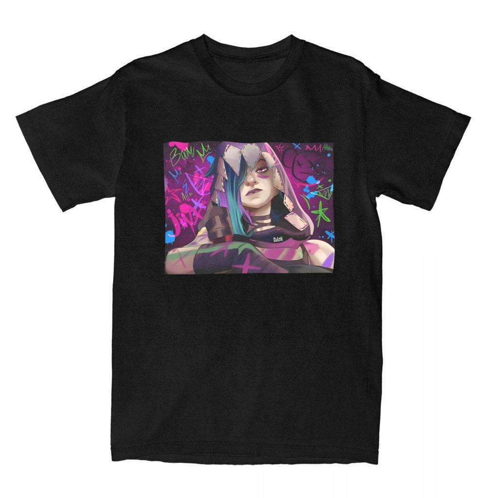 Jinx Arcane Anime T-Shirt Mens Aesthetic 100 Cotton T-Shirts Summer Comfortable Fashion Tee Shirt Design Oversized Tops