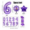 5pcs Purple Number Foil Balloon Set for Birthday Parties, Anniversaries, Holiday Celebrations, Party Decorations,