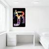 Vibrant Retro Cartoon A RJ Letters with 3 Men Metal Tin Sign Wall Decor for Bar Cafe Home Art Gift, Stylized Star Sparkles Backg