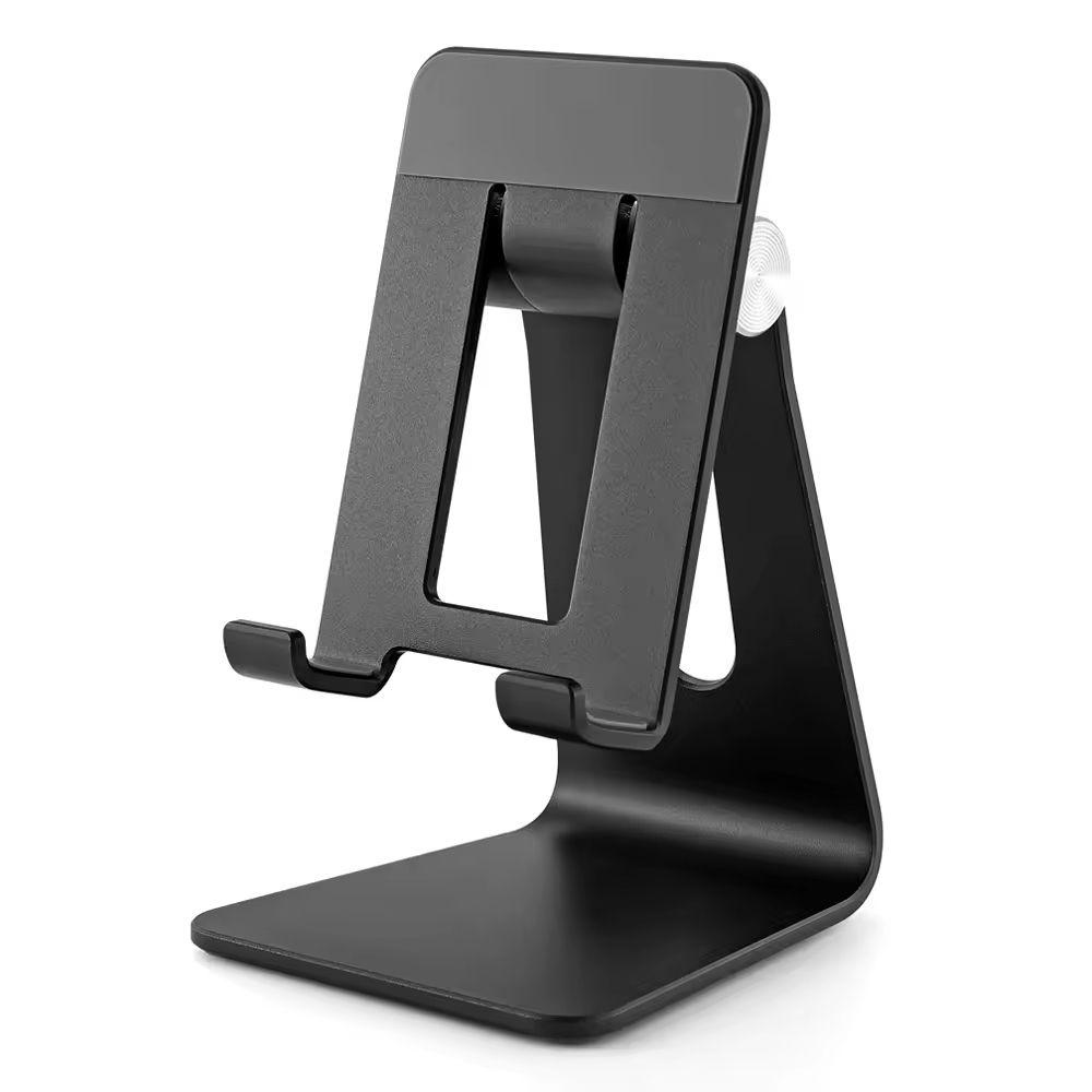 Aluminum Alloy Mobile Phone Holder Stand Adjustable Desktop Phone Holder Folding Cell Phone Stand Smart Cell Phone Support Stand Lay Flat чёрный
