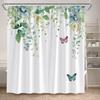 Floral Shower Curtain Watercolour Purple Lavender Flowers Butterfly Plants Leaves Bathroom Curtains Fabric Home Decor With Hooks