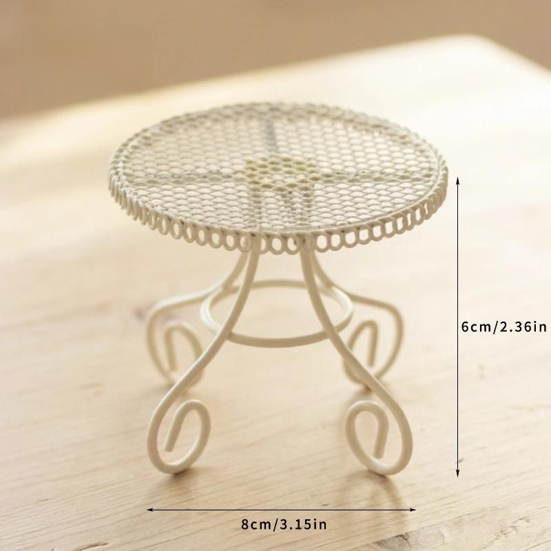 1/3Pcs Dollhouse Garden Display Ornament Prop Accessory Miniature Table Chair Model Tiny Home Decor Iron Furniture