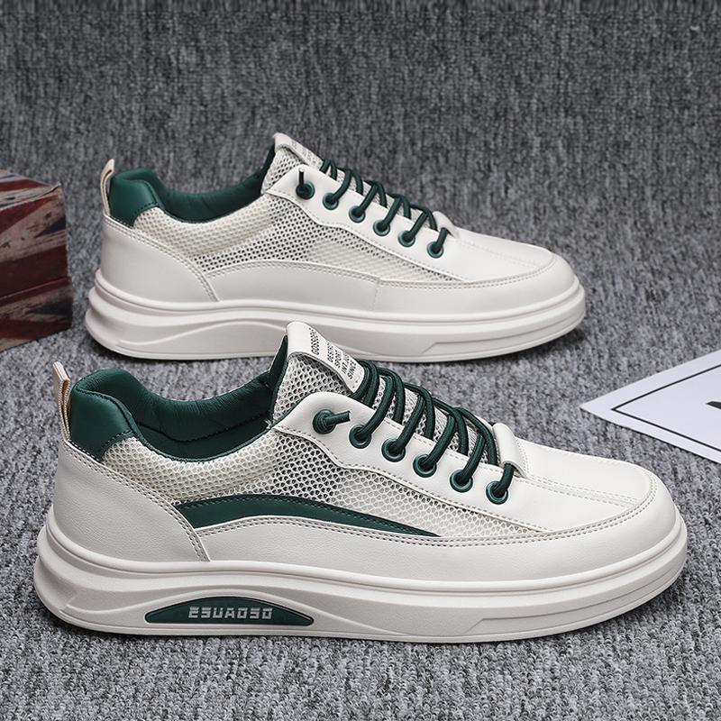 Men's shoes 2025 new explosion summer breathable deodorant mesh hollow mesh small white board shoes men's sports and leisure network