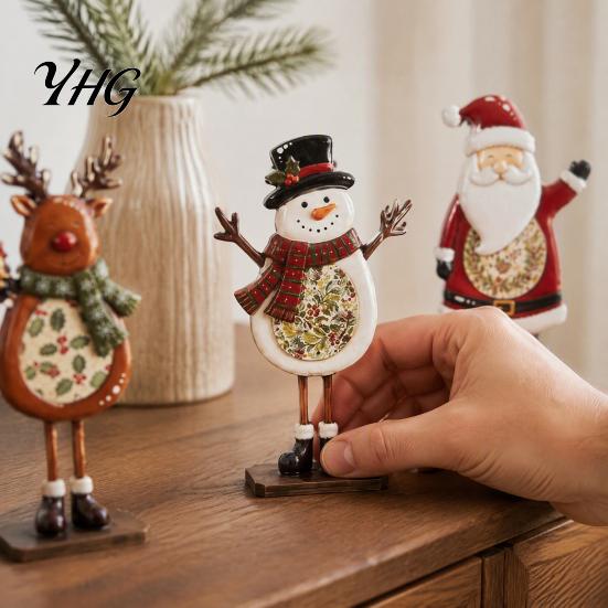 Gift Boxed Christmas Table Decorations Decoration, Wooden Snowman Santa Claus Reindeer Sign, Standing Seasonal Decorative Party Accents Xmas Tabletop