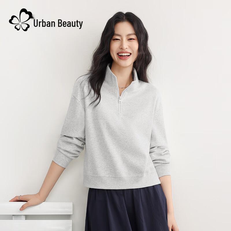 Women's Half-Zip Polo Collar Cropped Sweatshirt