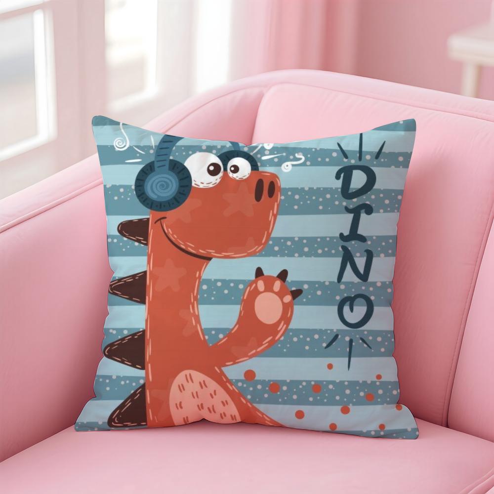Cute C-Cartoon D-Dinosaur Cushion Cover Comfortable Reversible Pillow Cover Ideal for Car Sofa Bedroom & Beyond