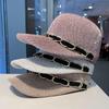 Summer Sun Protection Cap Women's Seaside Beach Outing Shade Elegant French Chain Belt Sun Equestrian Hat