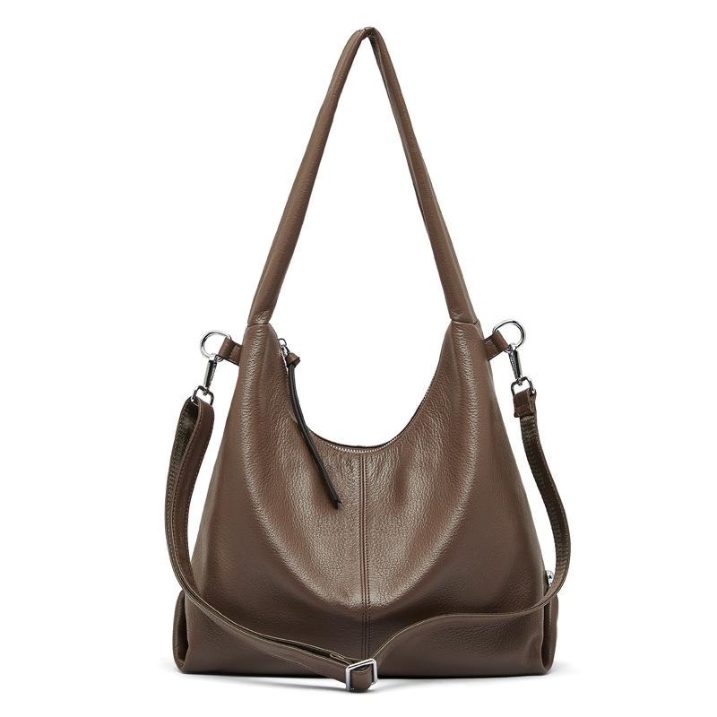 Genuine Leather Large Capacity Trendy New Korean Style Trendy and Fashionable Solid Color Casual Commuter One Shoulder Tote Bag Women's Bag