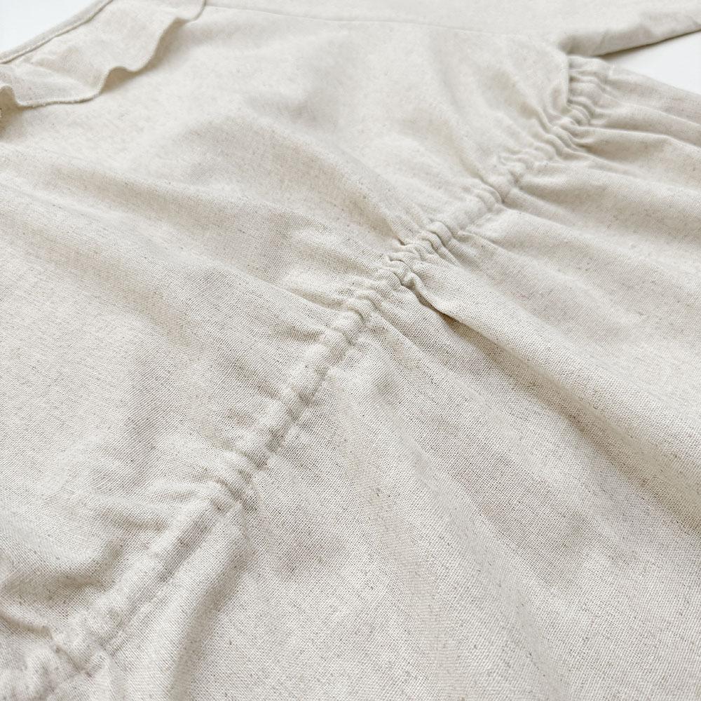 French Style Casual Autumn New Fashion Cotton Linen Set V-Neck Puff Sleeve Top Shorts Two-Piece Set