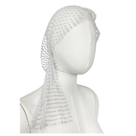 Visnet Hoed Glanzende Strass Steentjes Elastische Mesh Hoofdband met Geometrisch Patroon Zomer Strandfeest Nachtclub Rave Haaraccessoire