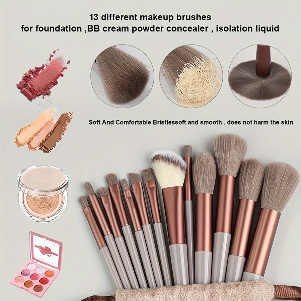 13-Piece Professional Makeup Brush Set with Soft Synthetic Bristles and Linen Bag