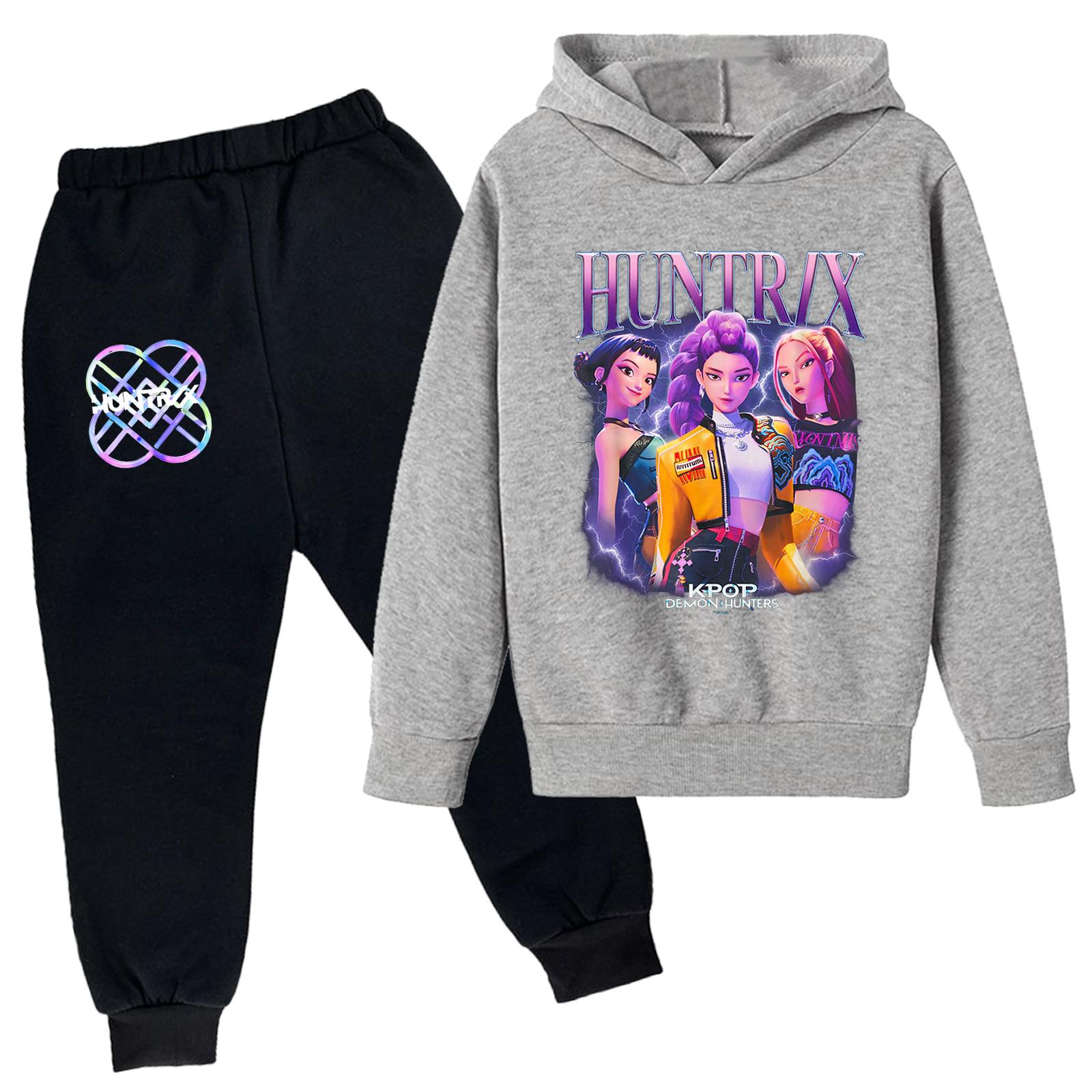 

Plush Long Sleeved Pants Loose Pullover Hoodie Set For Children 150