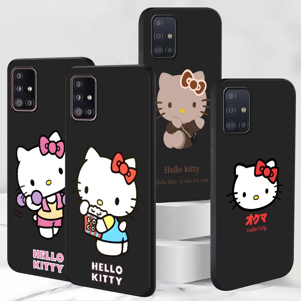 Hello Kitty Cartoon Case for Samsung Galaxy S23 S10e S10 S21 FE S22 S9 S24 Ultra S20 Plus Soft Black TPU Phone Cover Bumper