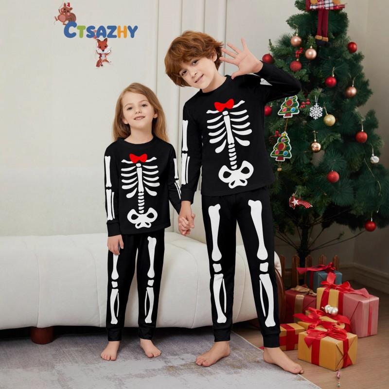 Christmas Family Matching Pajamas Set Santa Letter Print Homewear Parents Kids Pets