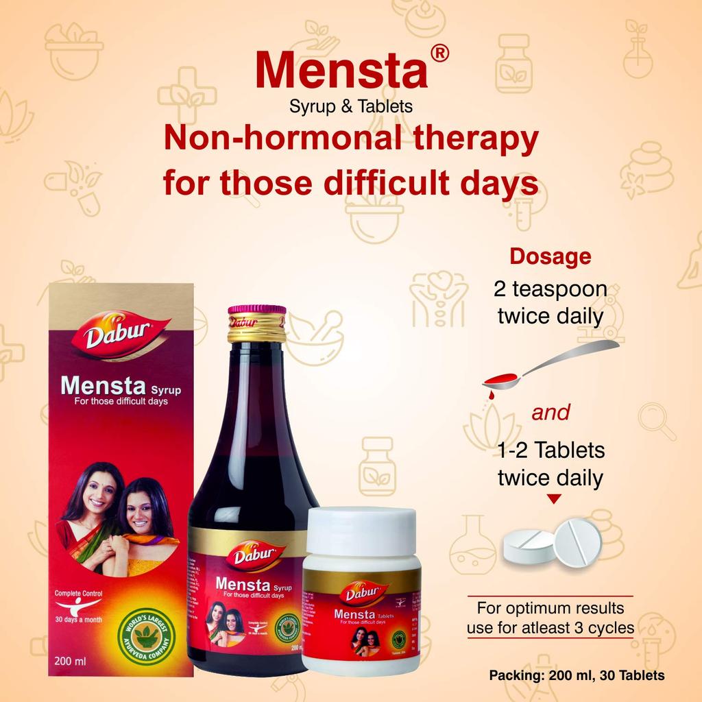 Dabur Mensta Syrup 200ML | Ayurvedic Support For Menstrual Cycle Balance, Comfort & Natural Wellness | Herbal Women’s Health Tonic