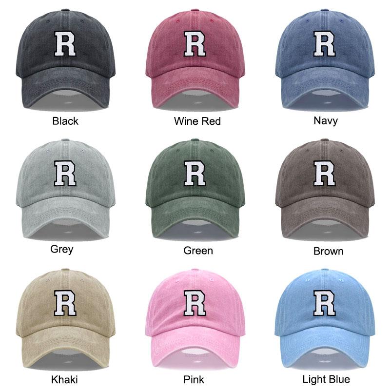 Initial Letter A-Z Embroidery Baseball Cap For Men Womne High Quality Washed Cotton Dad Hats Team Sport Visors Snapback Caps